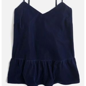 J.Crew velvet peplum cami top - vivid ink color - size 2 - NWT